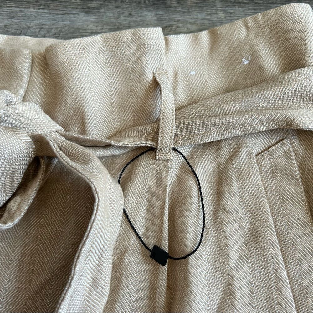 Express MIDI Extreme High Rise Shorts Khaki Tan Size 14 Linen Blend NEW - Picture 5 of 12